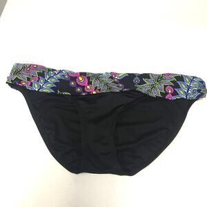 Kenneth Cole Reaction Bikini Bottom Womens Large Black Floral Band Hipster
